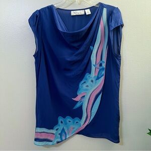 Anthropologie “Portrait of a Girl” Blue Silk Blouse